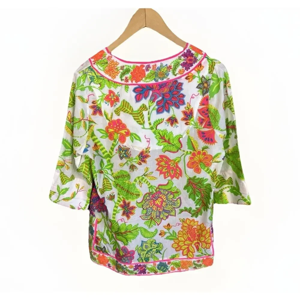 Gretchen Scott Glorious Split Neck Tunic Top & Pants Women’s Floral Small - Picture 10 of 16